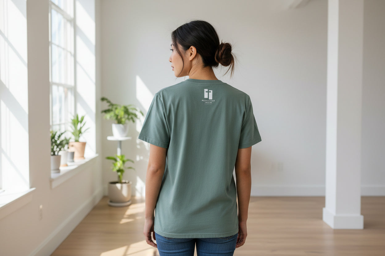 Plain green t-shirt on a white background
