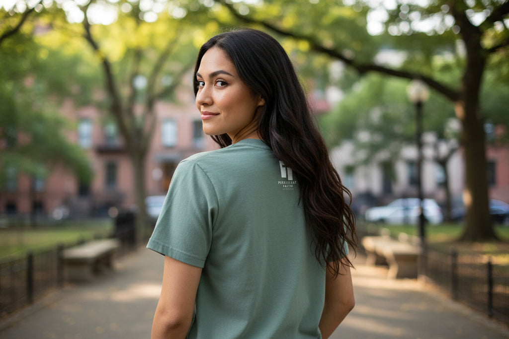 Plain green t-shirt on a white background