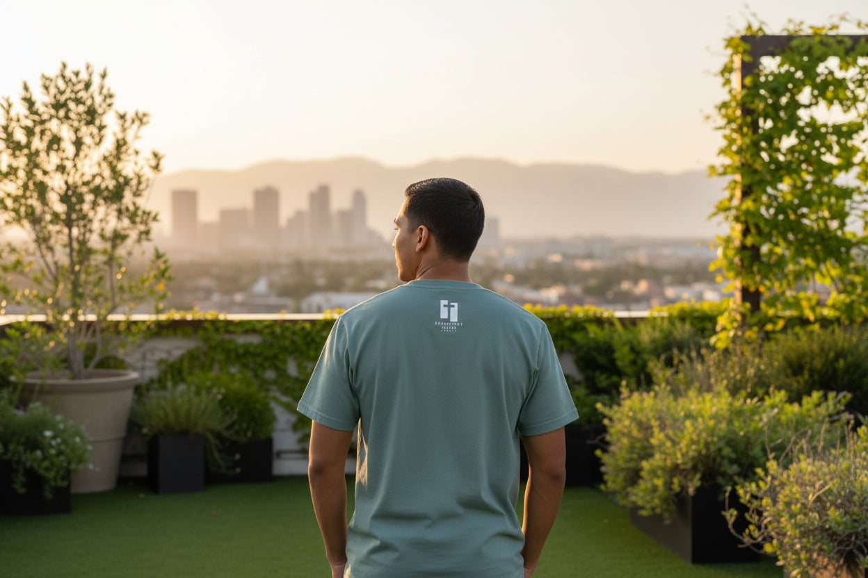 Plain green t-shirt on a white background