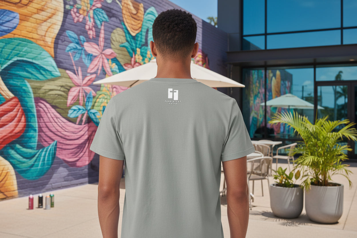 Gray t-shirt with Persistent Faith Apparel logo