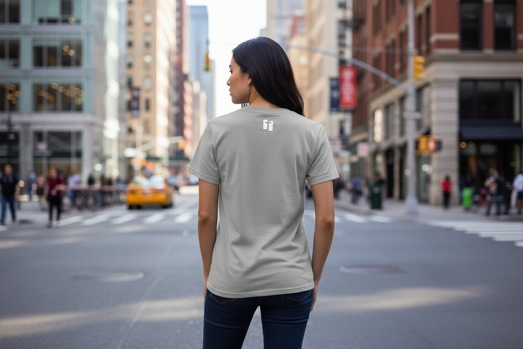 Gray t-shirt with Persistent Faith Apparel logo