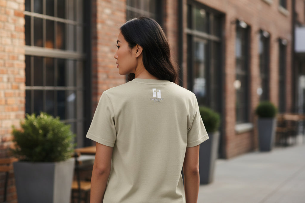 Beige t-shirt on a white background