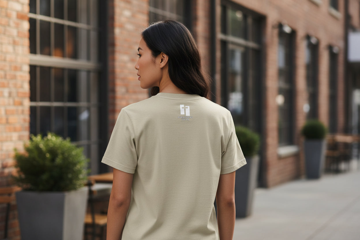 Beige t-shirt on a white background