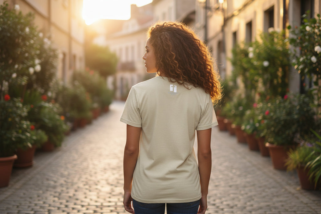 Beige t-shirt on a white background