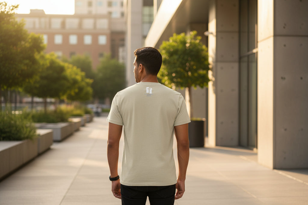 Beige t-shirt on a white background