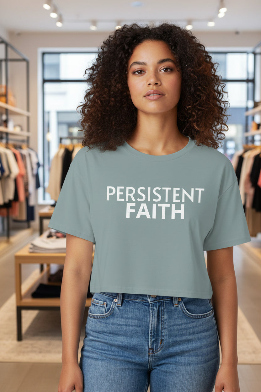 Persistent Faith Women's Crop Tee – Mineral